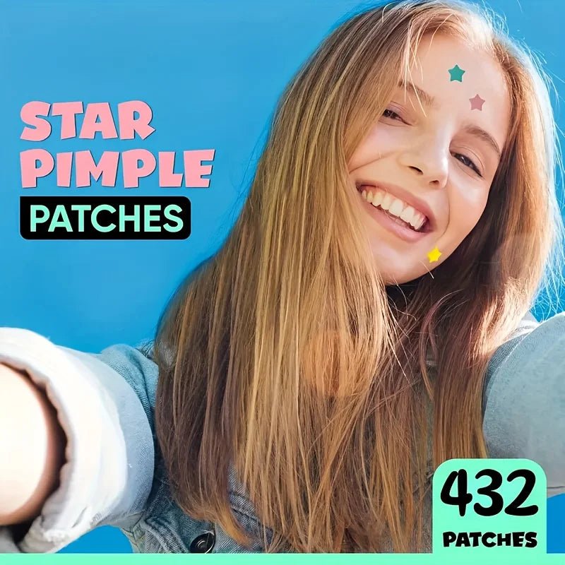 432 parches de PE coloridos para espinillas, adhesivos con forma de estrella para cubrir espinillas.